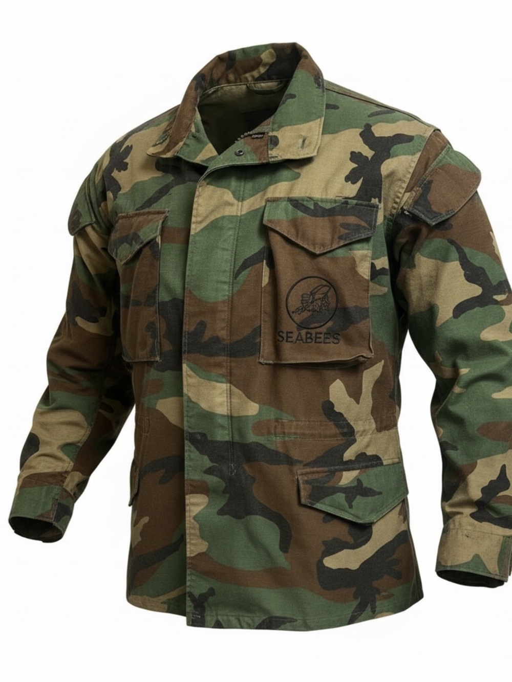 VINTAGE - US MILITARY Seabees Cold Weather Coat Woodland Camouflage